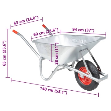 Roabă 90 L 150 kg Oțel galvanizat și plastic - Img 7