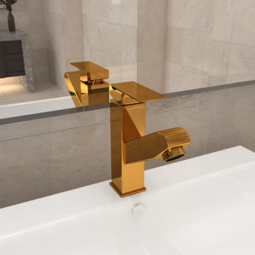 Robinet chiuvetă de baie retractabil, auriu, 157x172 mm - Img 1