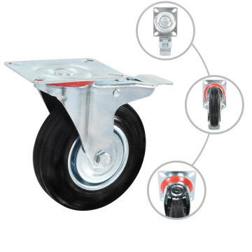 Roți pivotante cu frâne duble, 4 buc., 125 mm - Img 2