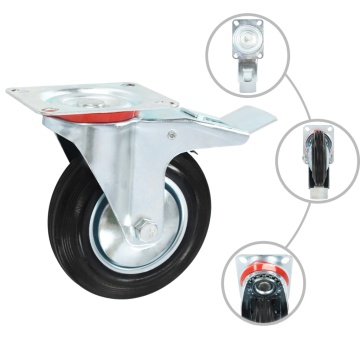 Roți pivotante cu frâne duble, 4 buc., 160 mm - Img 2