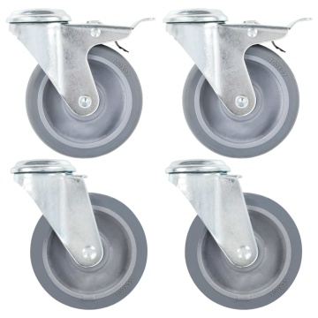 Roți pivotante cu gaură pentru șurub, 4 buc., 100 mm - Img 1