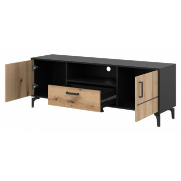 S-LINE SL01 Suport TV 2D1S BLACK/OAK EVOKE - Img 2
