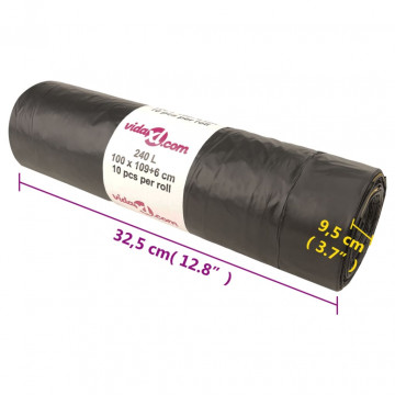 Saci de gunoi cu șnururi 150 buc. negru 240 L - Img 7