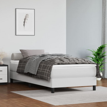 Saltea de pat cu arcuri, alb, 90x200x20 cm, piele ecologică - Img 1