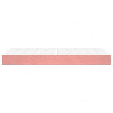 Saltea de pat cu arcuri, roz, 90x200x20 cm, catifea - Img 4