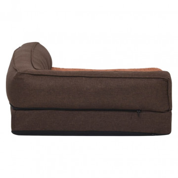 Saltea ergonomică pat de câini maro 60x42 cm aspect in/fleece - Img 8