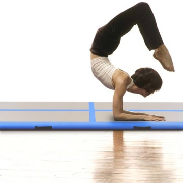 Saltea gimnastică gonflabilă cu pompă albastru 400x100x10cm PVC - Img 2