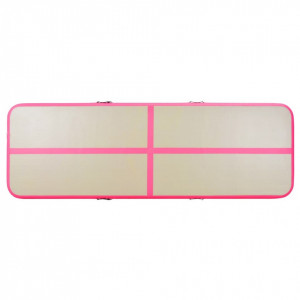 Saltea gimnastică gonflabilă cu pompă roz 300x100x10cm PVC - Img 4