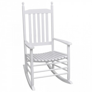 Scaun balansoar cu șezut curbat, alb, lemn - Img 1