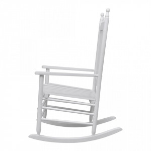 Scaun balansoar cu șezut curbat, alb, lemn - Img 2