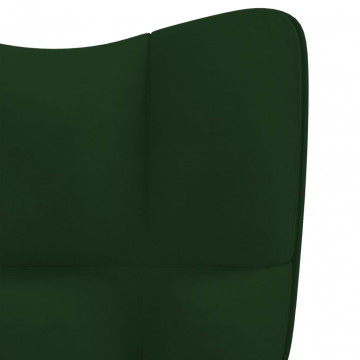 Scaun balansoar cu taburet, verde închis, catifea - Img 7