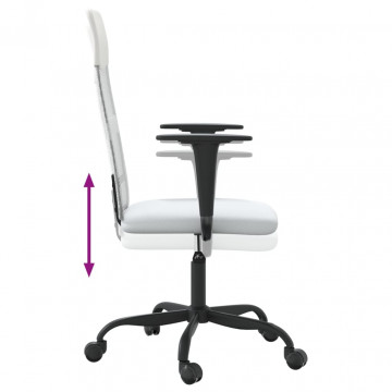 Scaun de birou, alb, plasă textilă și piele ecologică - Img 5