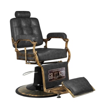 Scaun de frizerie Gabbiano Boss HD Old Leather negru - Img 1
