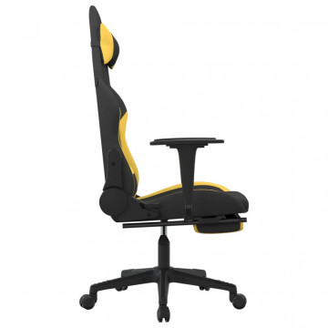 Scaun de gaming cu suport picioare, negru și galben, textil - Img 4