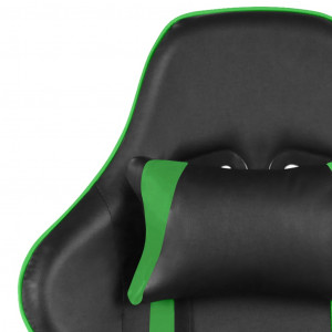 Scaun de jocuri pivotant cu suport de picioare, verde, PVC - Img 6