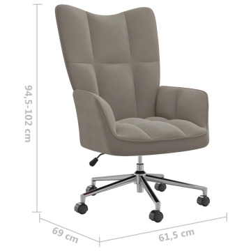 Scaun de relaxare, gri deschis, catifea - Img 7