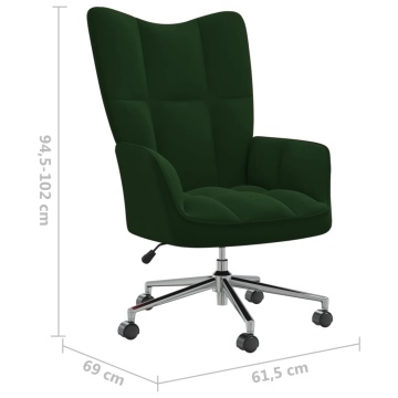 Scaun de relaxare, verde închis, catifea - Img 7