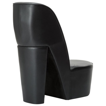 Scaun, design toc înalt, negru, piele ecologică - Img 3