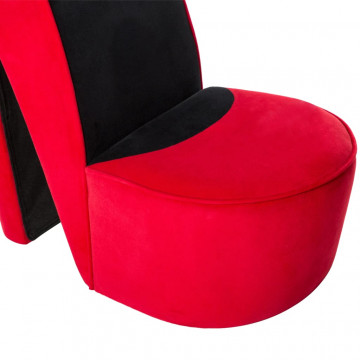 Scaun în formă de pantof cu toc, roșu, catifea - Img 5