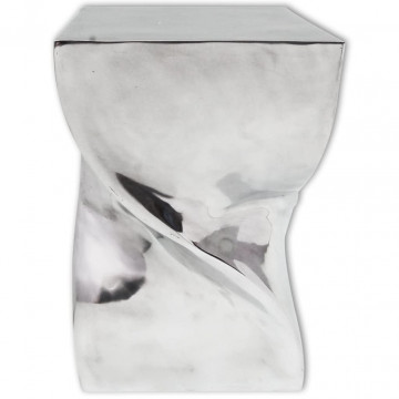 Scaun/Masă laterală cu formă răsucită, aluminiu, argintiu - Img 4