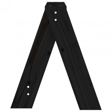 Scaune, 2 buc., negru, 40x40x45 cm, lemn masiv de pin - Img 6