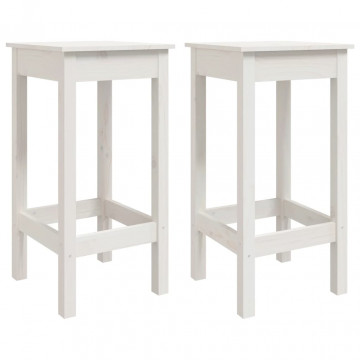 Scaune de bar, 2 buc., alb, 40x40x78 cm, lemn masiv de pin - Img 2