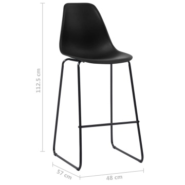 Scaune de bar, 2 buc., negru, plastic - Img 6