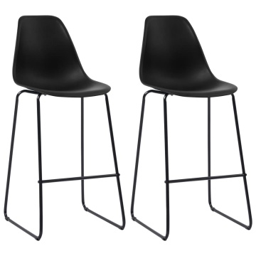 Scaune de bar, 2 buc., negru, plastic - Img 1