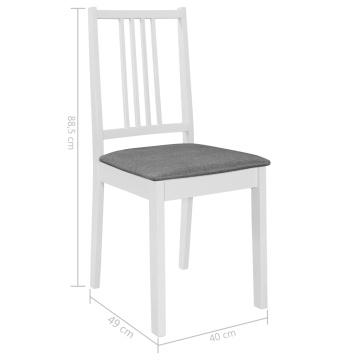 Scaune de bucătărie cu perne, 6 buc., alb, lemn masiv - Img 6