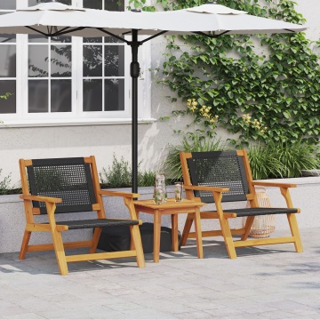 Scaune de grădină 2 buc Negru 76x67x73,5 cm Lemn masiv de acacia - Img 1
