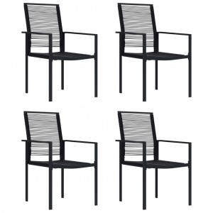 Scaune de grădină, 4 buc., negru, ratan PVC - Img 1