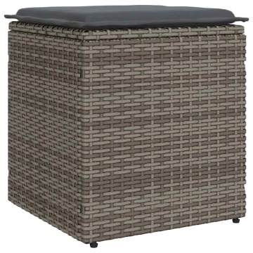 Scaune de grădină cu perne 2 buc Gri 40x40x43 cm Poly Ratan - Img 8
