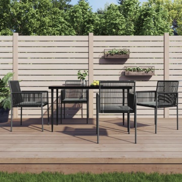 Scaune grădină cu perne 4 buc. negru 54x60,5x83,5 cm poliratan - Img 1