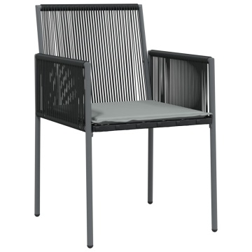 Scaune grădină cu perne 4 buc. negru 54x60,5x83,5 cm poliratan - Img 3