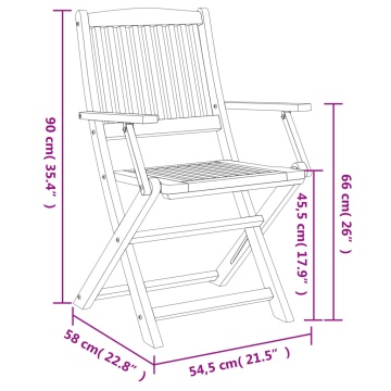 Scaune grădină pliabile 6 buc. 54,5x58x90 cm lemn masiv acacia - Img 6