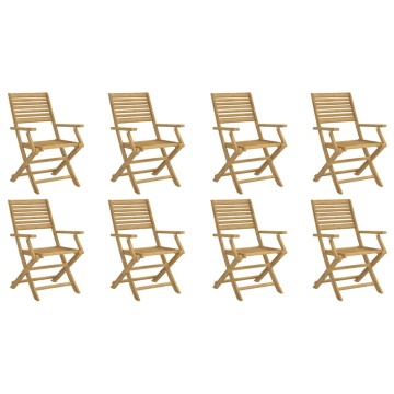 Scaune grădină pliante 8 buc 54,5x61,5x86,5cm lemn masiv acacia - Img 2