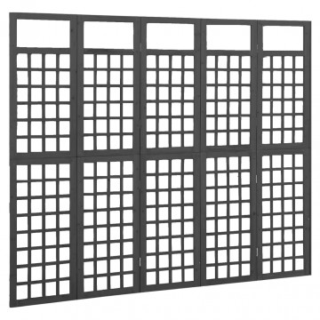 Separator cameră cu 5 panouri negru 201,5x180 cm nuiele lemn brad - Img 2