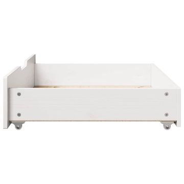 Sertare de pat, 2 buc., 80x55x16 cm, alb, lemn masiv de pin - Img 8