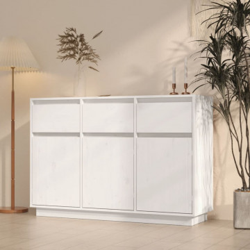Servantă, alb, 110x34x75 cm, lemn masiv de pin - Img 1
