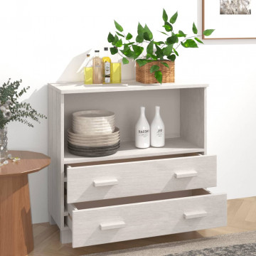 Servantă, alb, 85x35x80 cm, lemn masiv de pin - Img 3