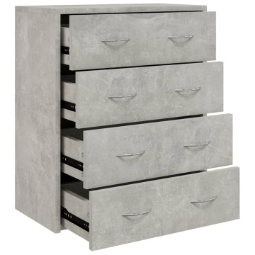 Servantă cu 4 sertare, gri beton, 60x30,5x71 cm - Img 2