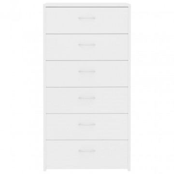 Servantă cu 6 sertare, alb, 50 x 34 x 96 cm, PAL - Img 4