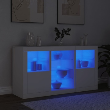 Servantă cu lumini LED, alb, 123x37x67 cm - Img 4