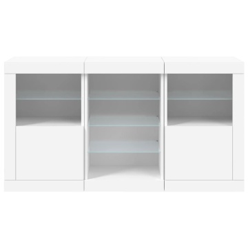 Servantă cu lumini LED, alb, 123x37x67 cm - Img 5
