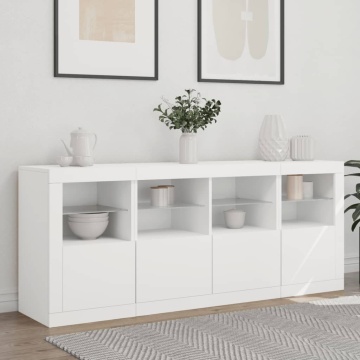 Servantă cu lumini LED, alb, 163x37x67 cm - Img 3
