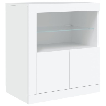 Servantă cu lumini LED, alb, 60,5x37x67 cm - Img 3