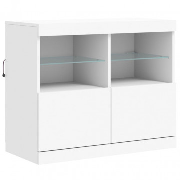 Servantă cu lumini LED, alb, 81x37x67 cm - Img 3