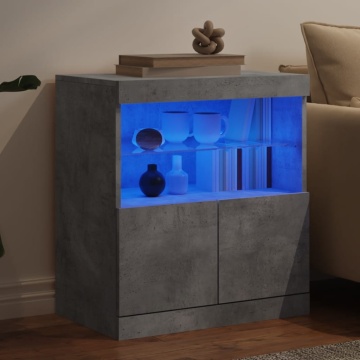 Servantă cu lumini LED, gri beton, 60x37x67 cm - Img 4