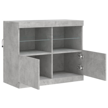 Servantă cu lumini LED, gri beton, 81x37x67 cm - Img 6