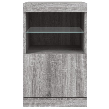 Servantă cu lumini LED, gri sonoma, 41x37x67 cm - Img 5